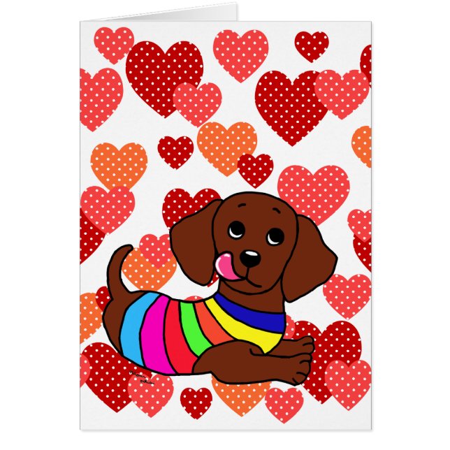 Dachshund Cartoon 1 Hearts (Front)