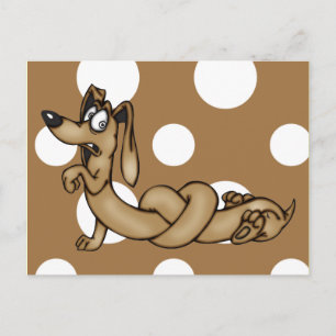 Dachshund Cartoon Dog Tied In Knots Postcard