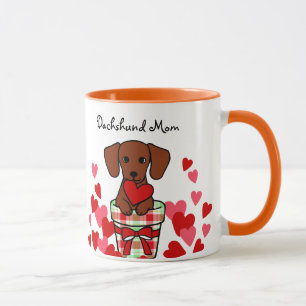 Dachshund Cartoon Heart Mug