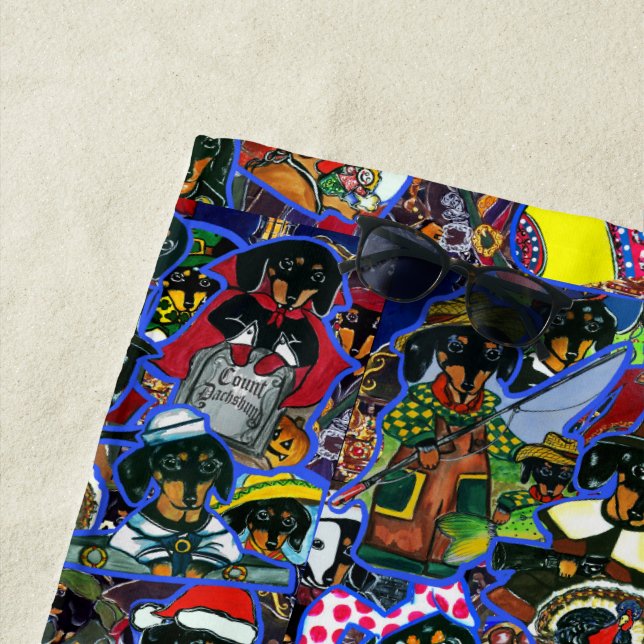  Dachshund  Cartoons Beach Towel (In Situ)