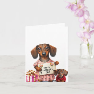 Dachshund Celebrating Mothers Day Card