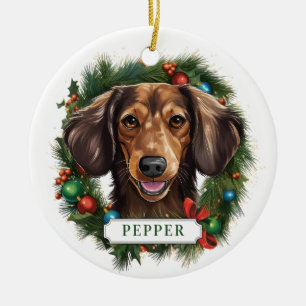 Dachshund Ceramic Circle Ornament
