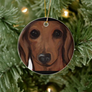 DACHSHUND CERAMIC TREE DECORATION