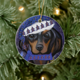 Dachshund  ceramic tree decoration