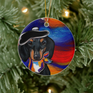 DACHSHUND CERAMIC TREE DECORATION