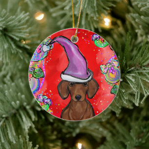 DACHSHUND CERAMIC TREE DECORATION