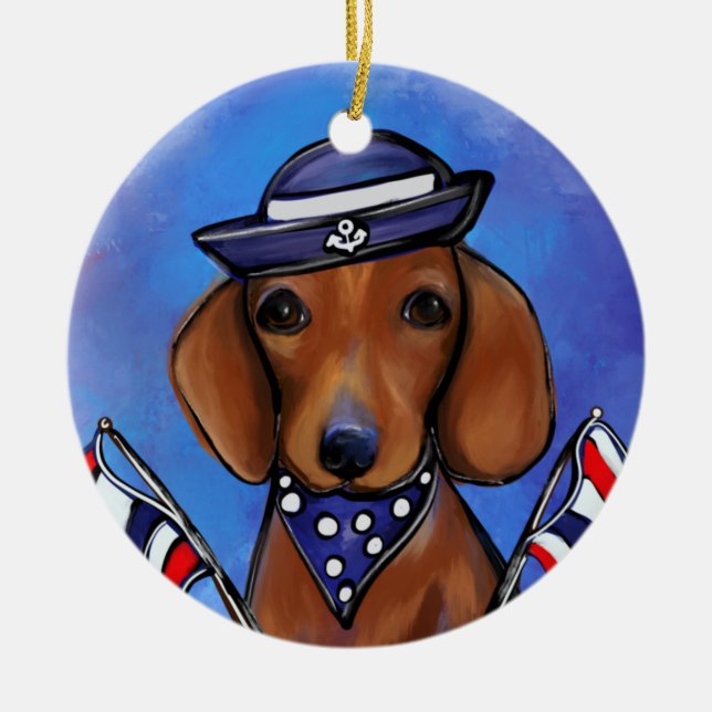 Dachshund    ceramic tree decoration (Front)