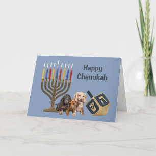 Dachshund Chanukah Card Menorah Dreidel2