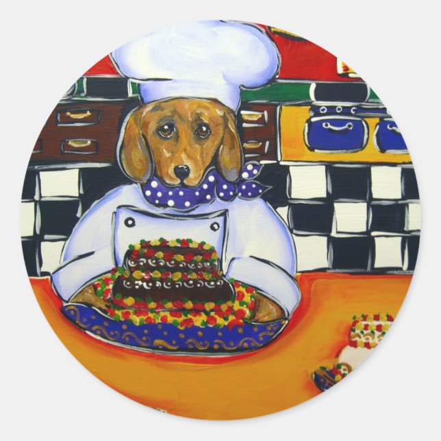 Dachshund Chef Classic Round Sticker (Front)