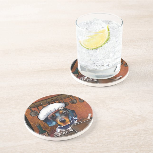 Dachshund Chefs Coaster (Side)