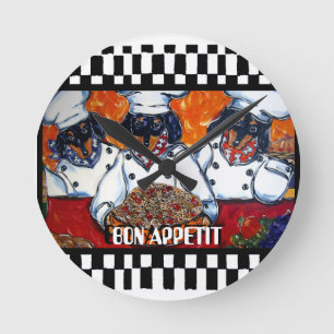 Dachshund Chefs Round Clock