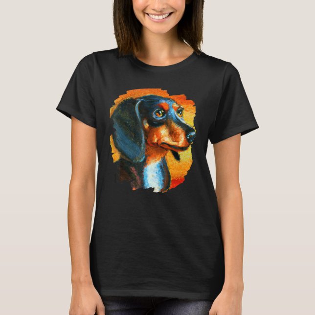 Dachshund Chiweenie Wiener Dog Colour Painting Dog T-Shirt (Front)