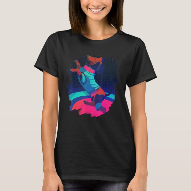 Dachshund Chiweenie Wiener Dog Dancing Retro Dance T-Shirt (Front)