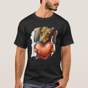 Dachshund Chiweenie Wiener Dog Hugging Heart Valen T-Shirt