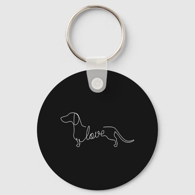 Dachshund Chiweenie Wiener Dog Love Art Sketch Key Ring (Front)