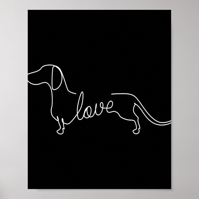 Dachshund Chiweenie Wiener Dog Love Art Sketch Poster (Front)