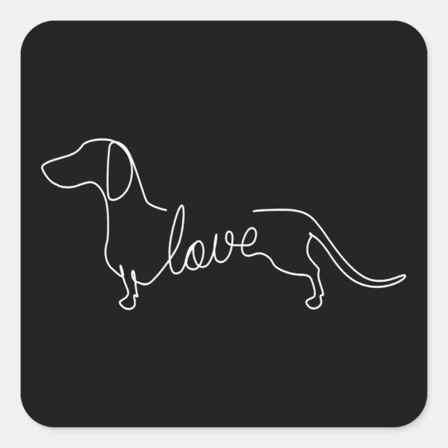 Dachshund Chiweenie Wiener Dog Love Art Sketch Square Sticker (Front)