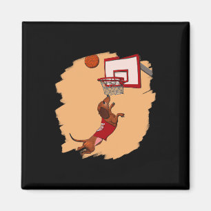Dachshund Chiweenie Wiener Dog Playing Basketball Magnet