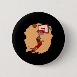 Dachshund Chiweenie Wiener Dog Playing Bysketbyll 6 Cm Round Badge