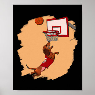 Dachshund Chiweenie Wiener Dog Playing Bysketbyll Poster