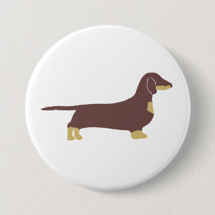 dachshund chocolate and tan silhouette 7.5 cm round badge