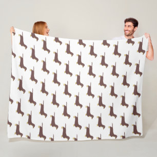 dachshund chocolate and tan silhouette fleece blanket