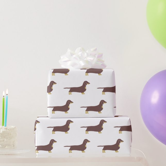 dachshund chocolate and tan silhouette wrapping paper (Party Gifts)
