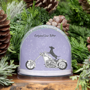 Dachshund Chopper Motorcycle Rider Snowglobe
