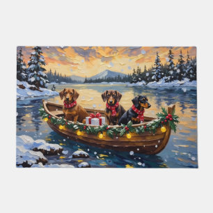 Dachshund Christmas Boat Holiday Doormat