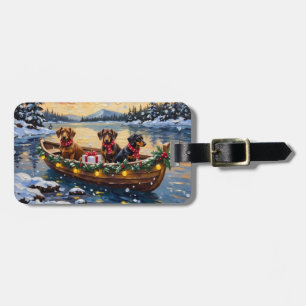Dachshund Christmas Boat Holiday Luggage Tag