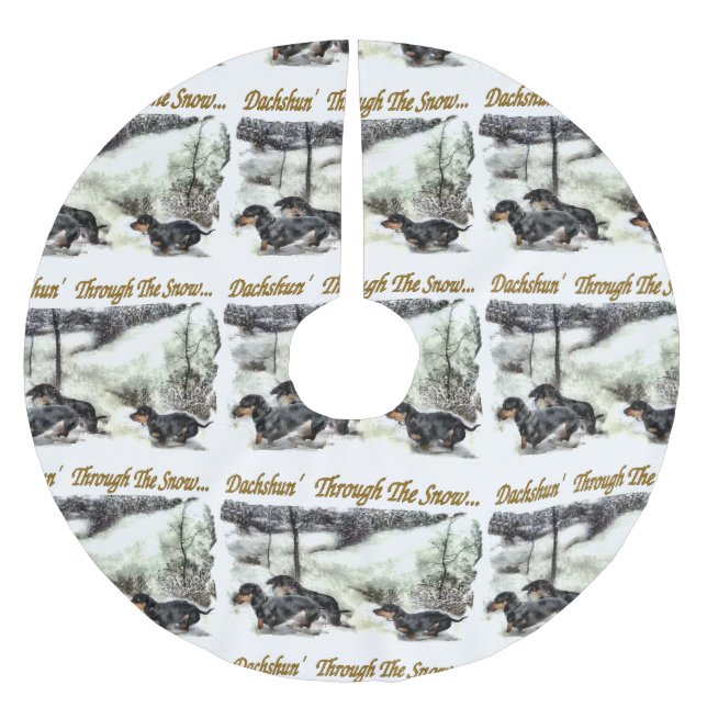 Dachshund Christmas Brushed Polyester Tree Skirt (Front)