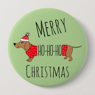 Dachshund Christmas Button