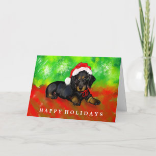 Dachshund Christmas Card — Black Dachshund