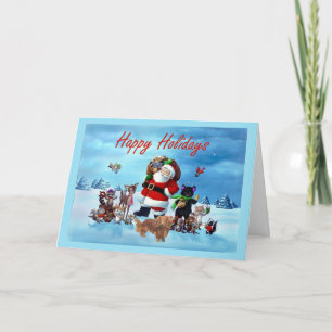 Dachshund Christmas Card Santa Animals2