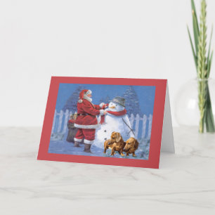 Dachshund Christmas Card Santa Snowman