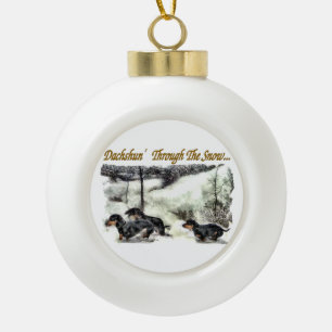 Dachshund Christmas Ceramic Ball Christmas Ornament