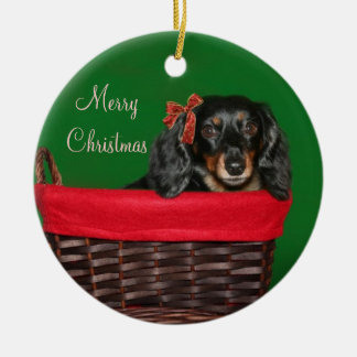 Dachshund Christmas Ceramic Tree Decoration