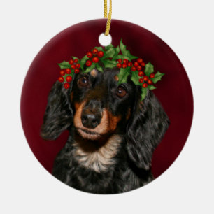 Dachshund Christmas Ceramic Tree Decoration