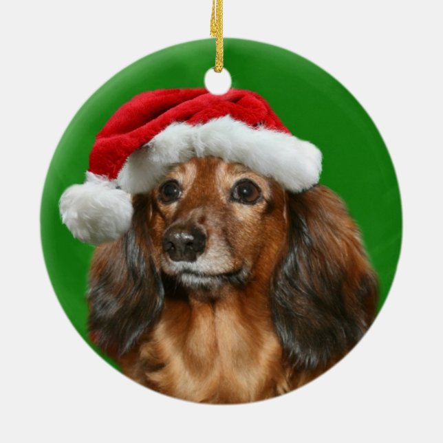Dachshund Christmas Ceramic Tree Decoration (Back)