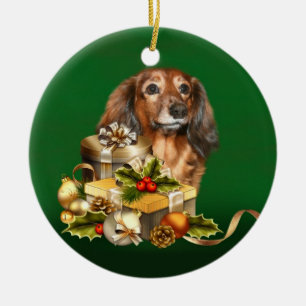 Dachshund Christmas Ceramic Tree Decoration