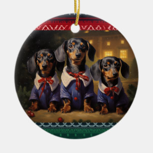 Dachshund Christmas Ceramic Tree Decoration