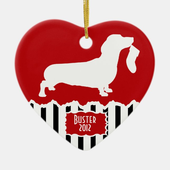 Dachshund Christmas Ceramic Tree Decoration (Front)