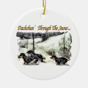 Dachshund Christmas Ceramic Tree Decoration