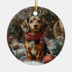 Dachshund Christmas Ceramic Tree Decoration