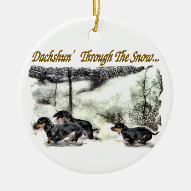 Dachshund Christmas Ceramic Tree Decoration (Front)
