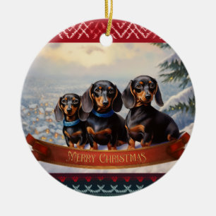 Dachshund Christmas Ceramic Tree Decoration