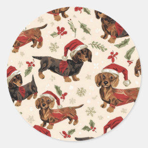Dachshund christmas classic round sticker
