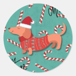 Dachshund christmas classic round sticker