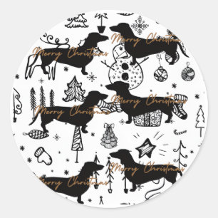 Dachshund christmas classic round sticker