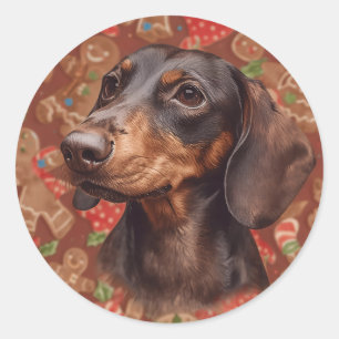 Dachshund christmas classic round sticker